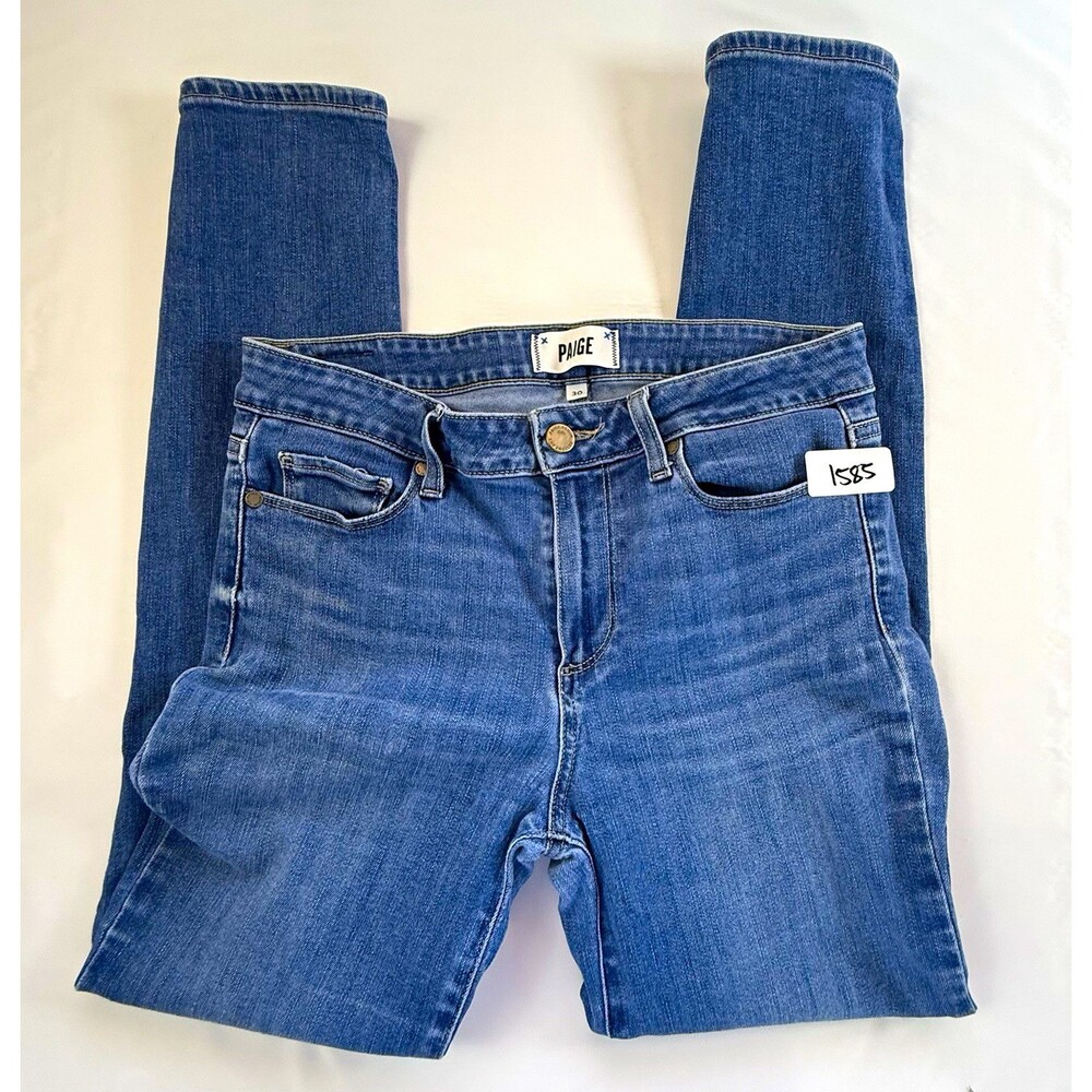 PAIGE Skyline Ankle Peg Mid Rise Skinny Jeans Medium Wash Stretch Size 30